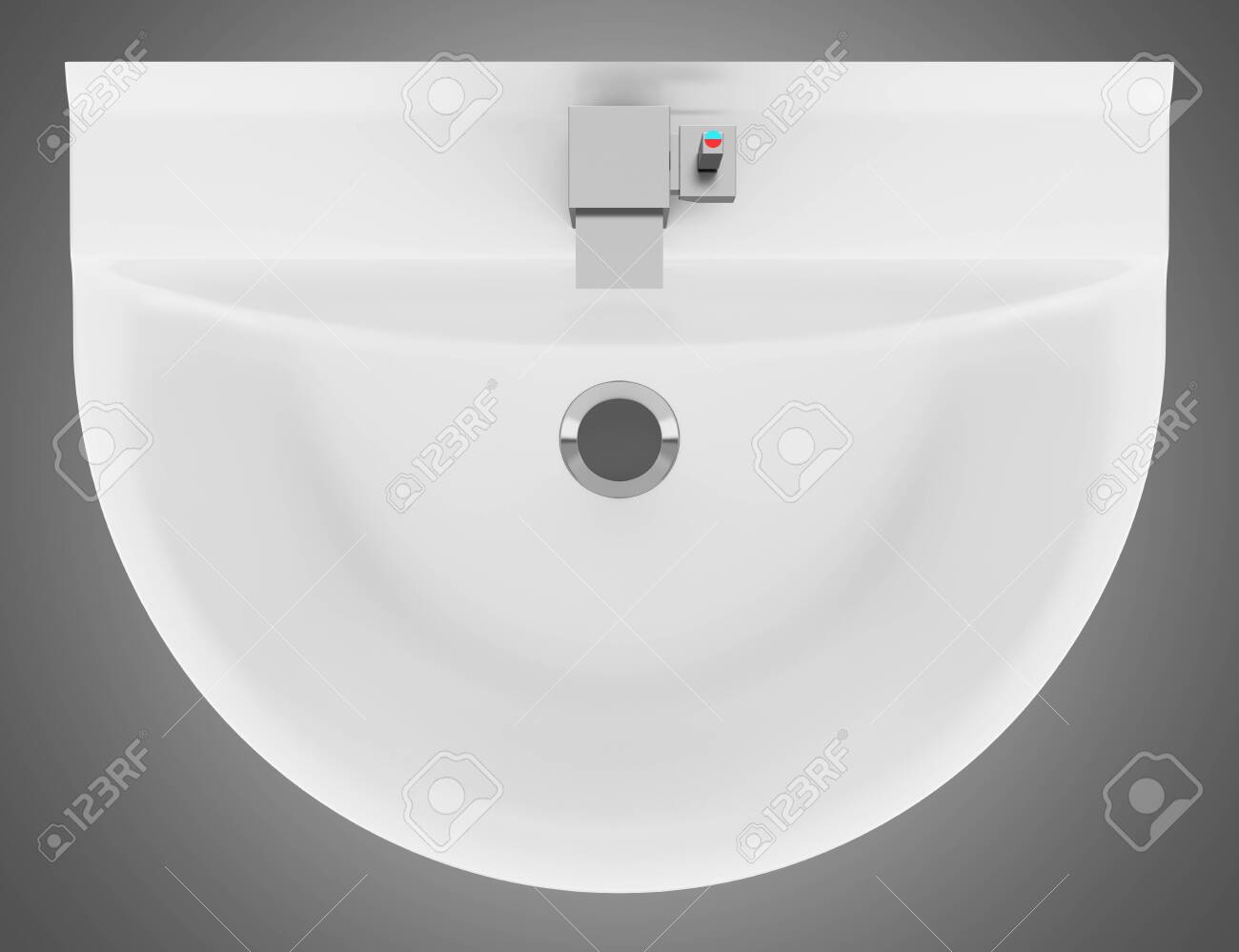Vista dall'alto di ceramica lavandino del bagno isolato su sfondo ...