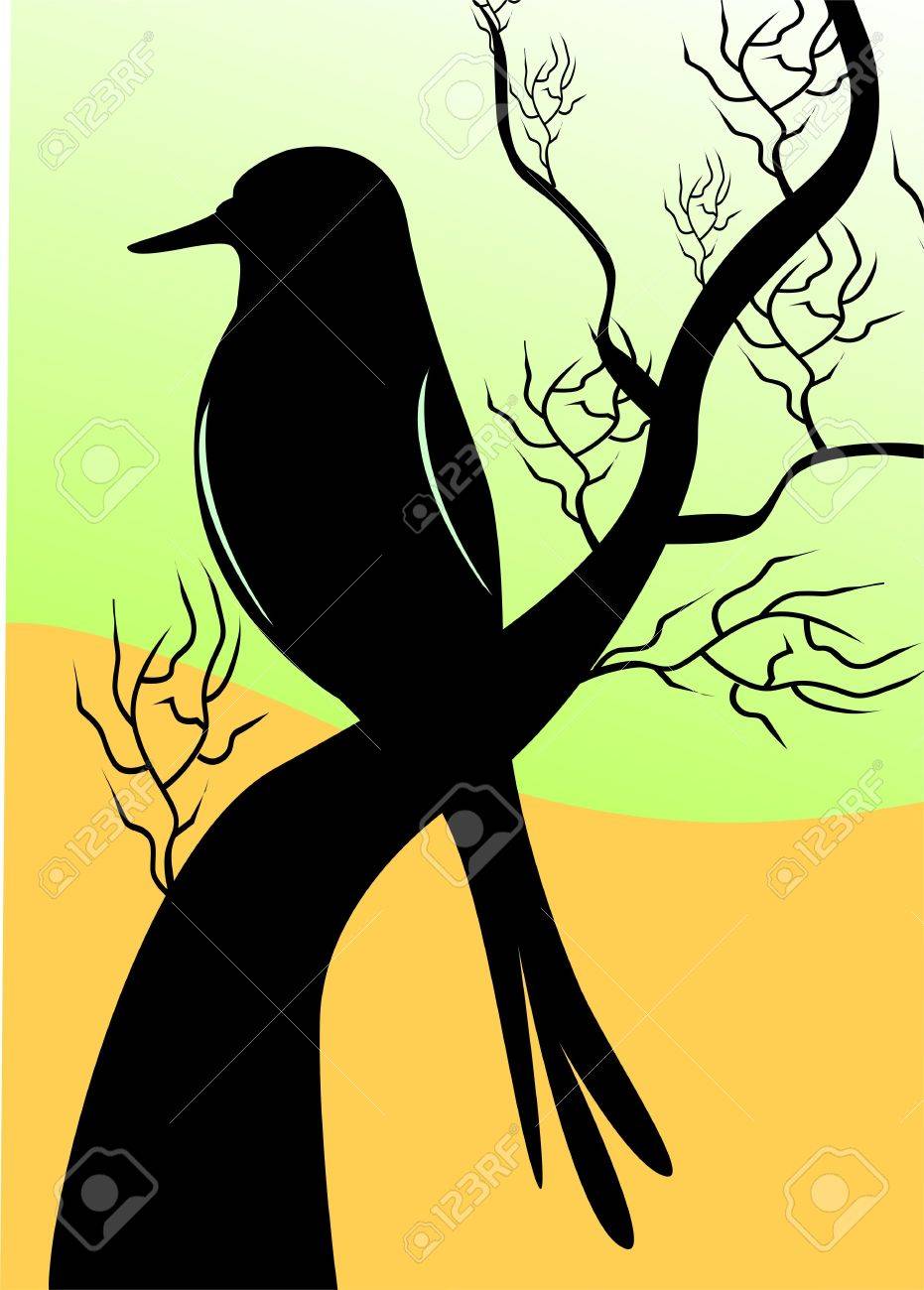 木の上に座って鳥のイラストの写真素材・画像素材 Image 3423420