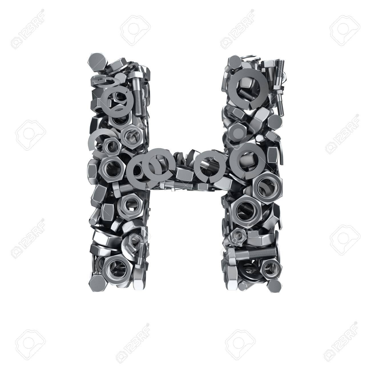 big letter h made from metal fasteners stock photo picture and big letter h