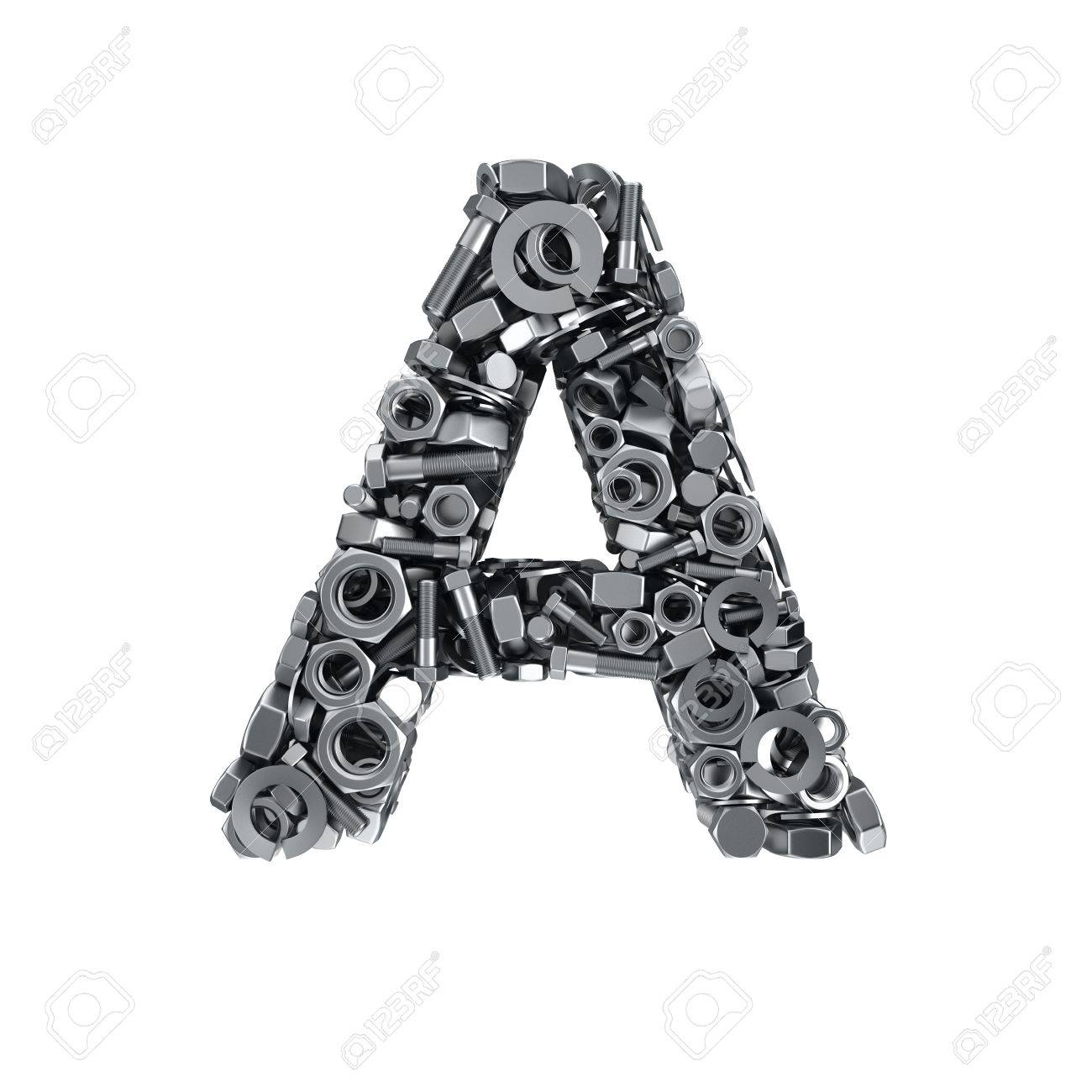 big letter a made from metal fasteners stock photo picture and big letter a