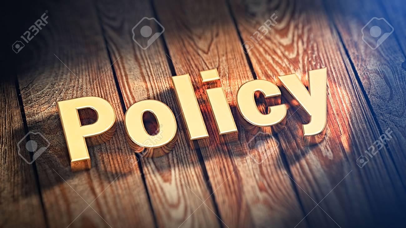 私たちのポリシーです 単語 方針 には木製の板に金の文字をが並んでいます 3 D イラスト写真 の写真素材 画像素材 Image
