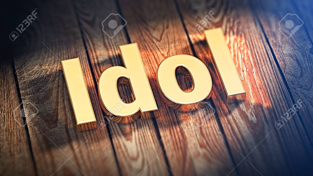 アイドル という言葉には木製の板に金の文字が並んでいます 3 D イラスト の写真素材 画像素材 Image