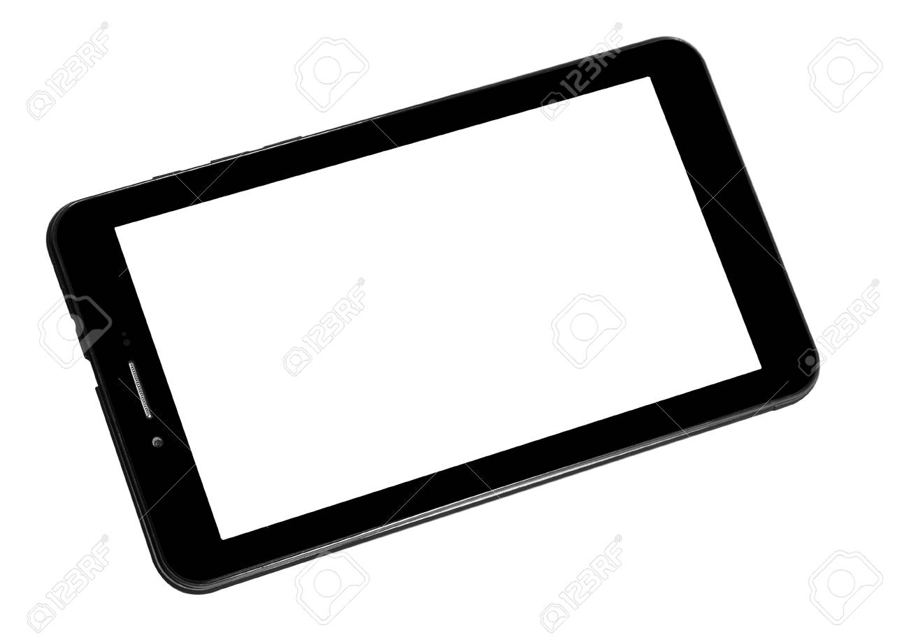 Tablet Black On White Background Cutout Isolated Without Screen Side の写真素材 画像素材 Image