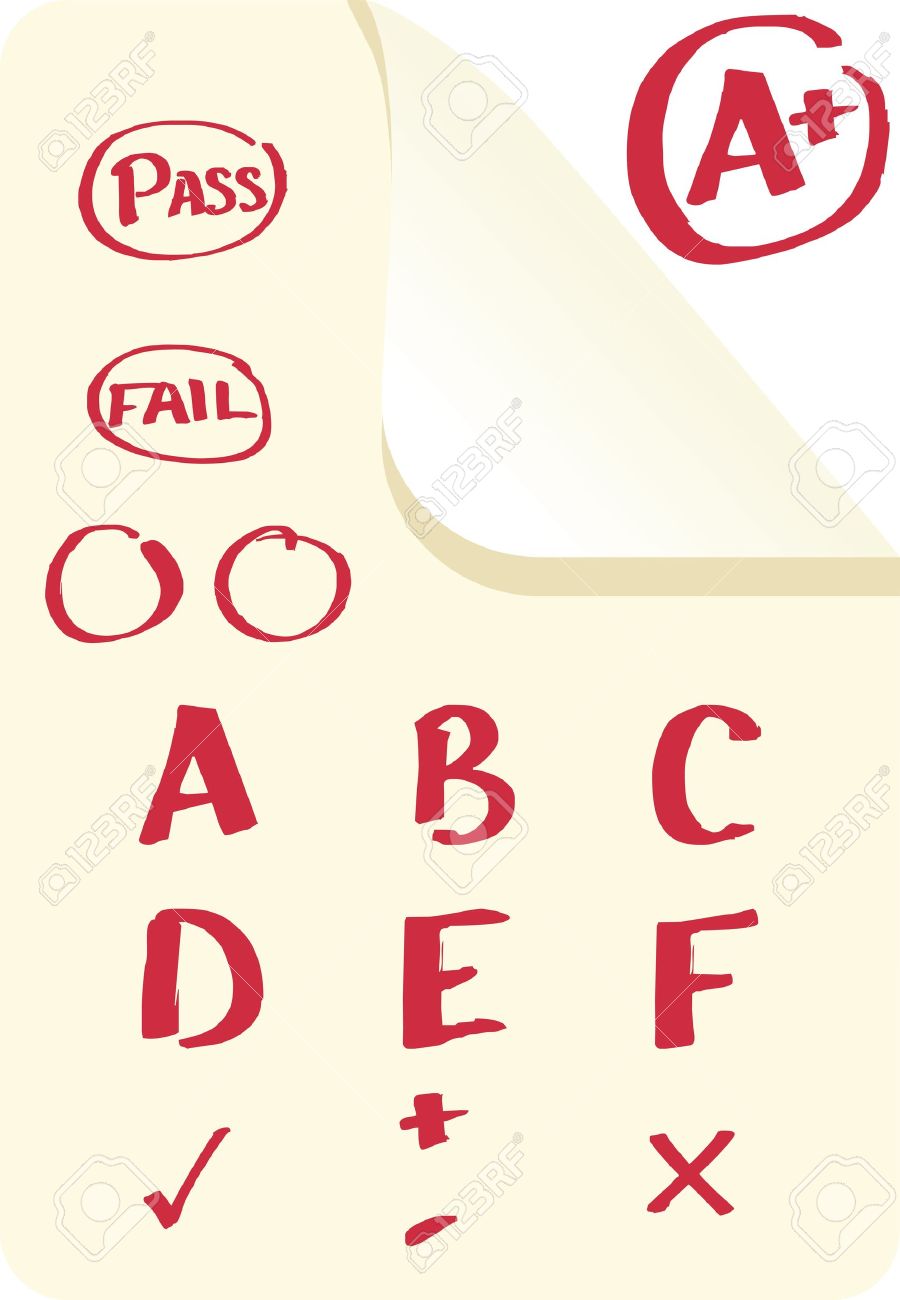 学校の成績で試験マーク B パスだけでなく フォーマットそして失敗のイラスト素材 ベクタ Image