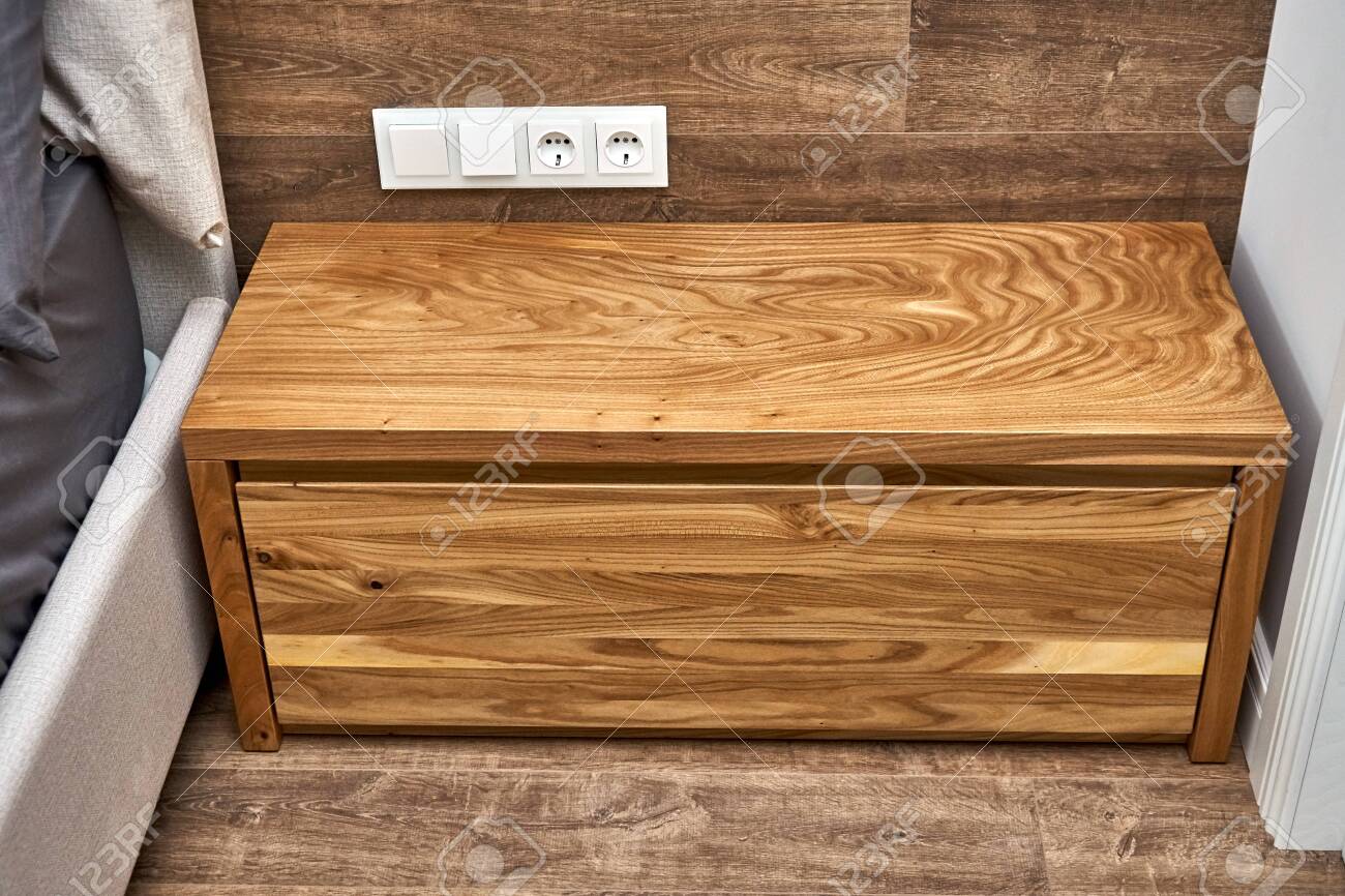 Solid Wood Nightstand In The Interior Solid Elm Nightstand Stock Photo Picture And Royalty Free Image Image 132136611