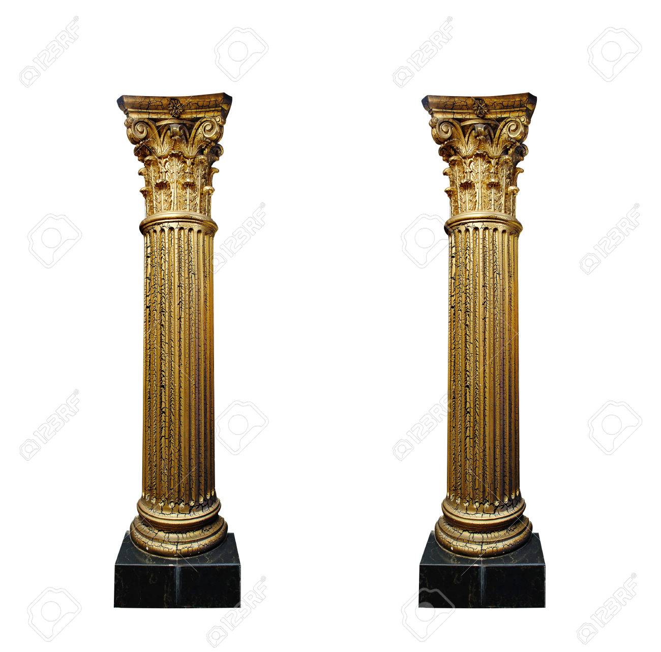 two gold columns isolated on white background. - 41863808 two gold columns isolated on white background. - 41863808