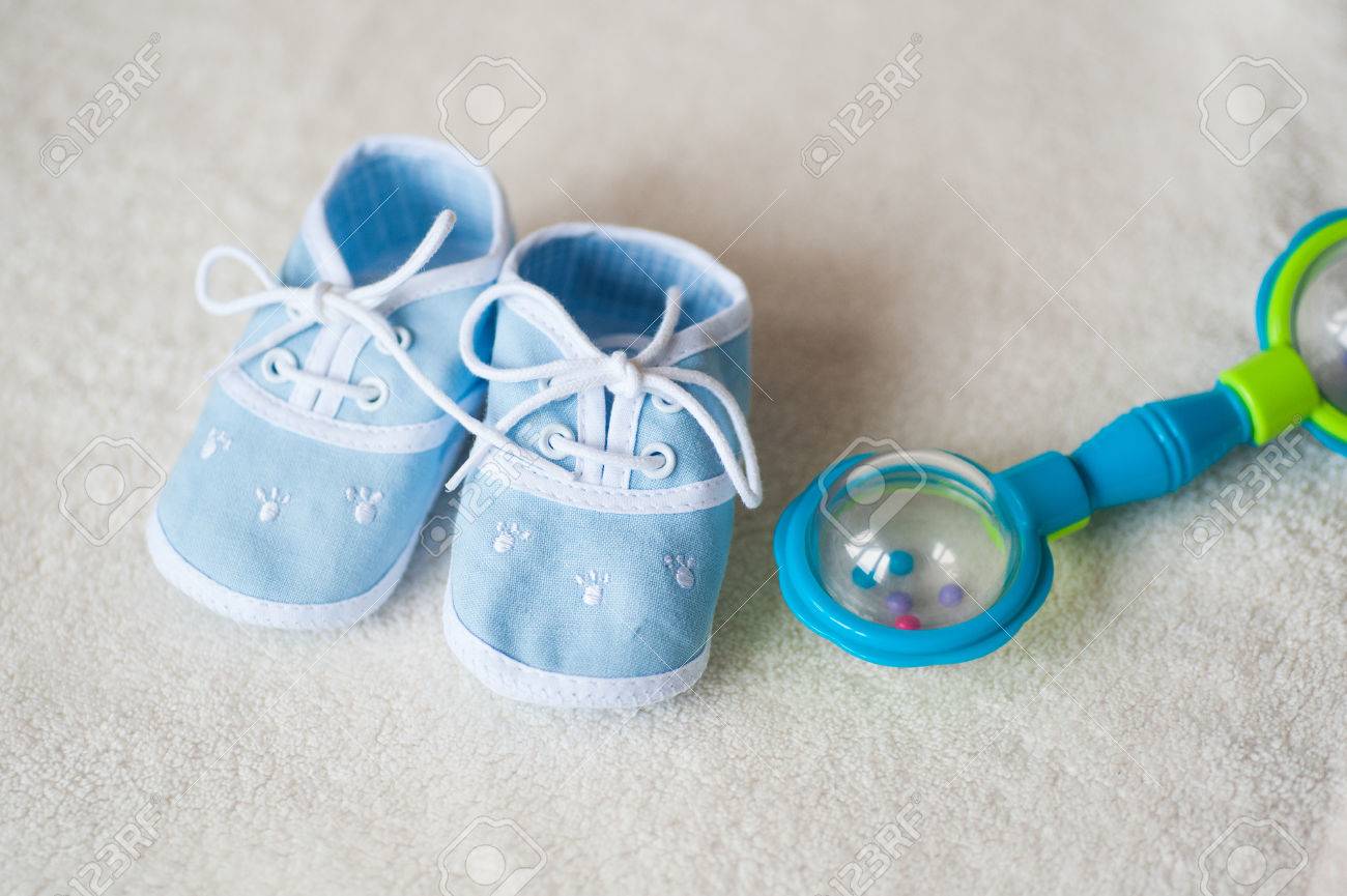 light blue baby shoes
