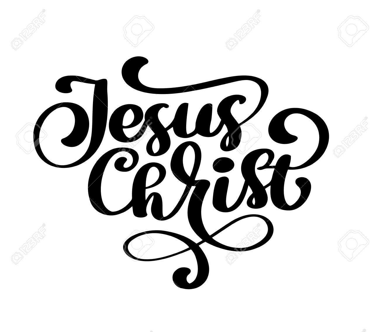 Hand Drawn Jesus Christ Lettering Text 