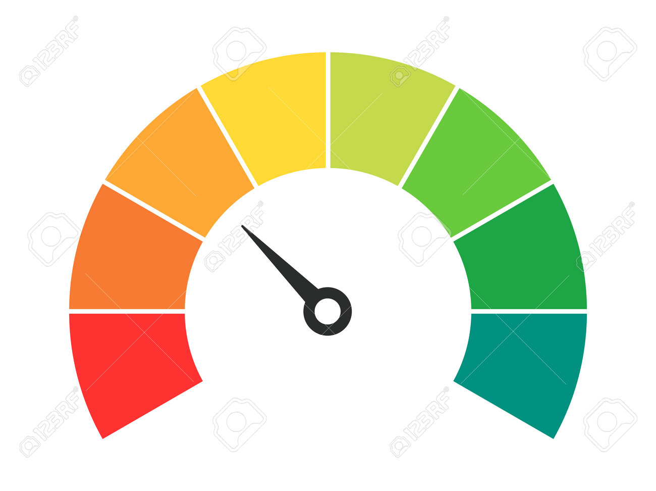 Vector Speedometer Meter With Arrow For Dashboard With Green Yellow Red  Indicators Gauge Of Tachometer Low Medium High And Risk Levels Bitcoin Fear  And Greed Index Cryptocurrency 로열티 무료 사진, 그림, 이미지
