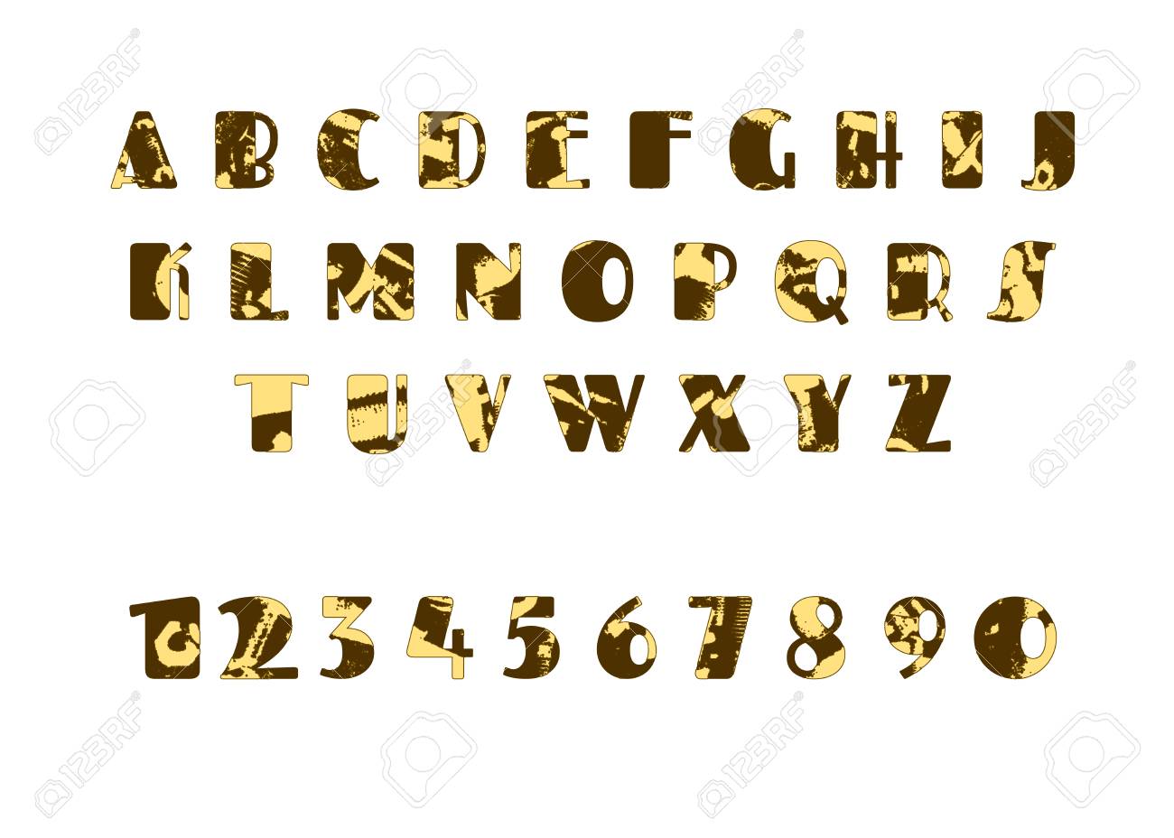 カーキ色のテクスチャ グランジのアルファベット 汚い塗装英語の文字を設定します ベクトルの図 のイラスト素材 ベクタ Image