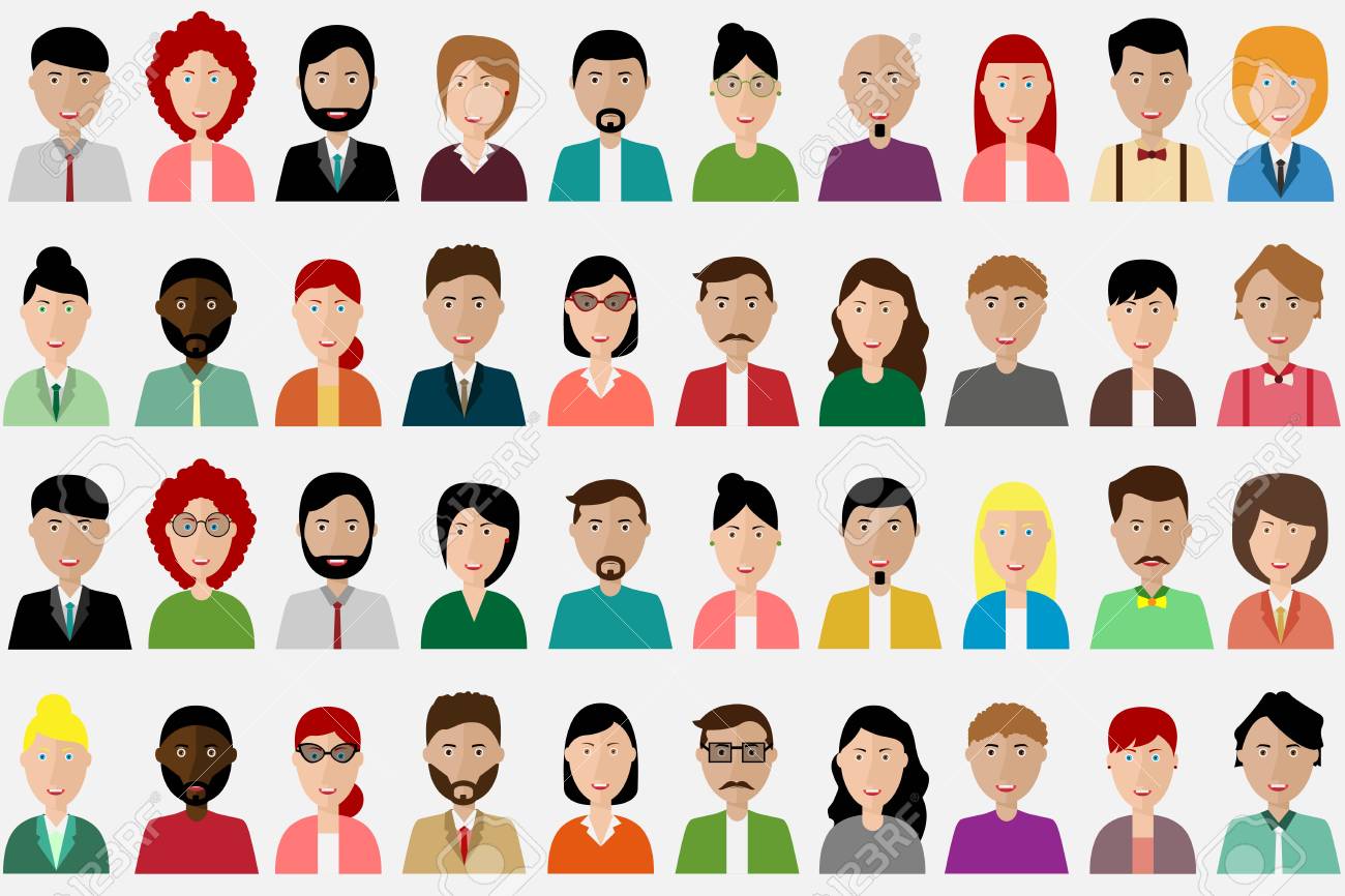 Group of people diversity, man and women avatar icon. People icon set. Vector illustration of flat design people characters. - 95888134 Group of people diversity, man and women avatar icon. People icon set. Vector illustration of flat design people characters. - 95888134