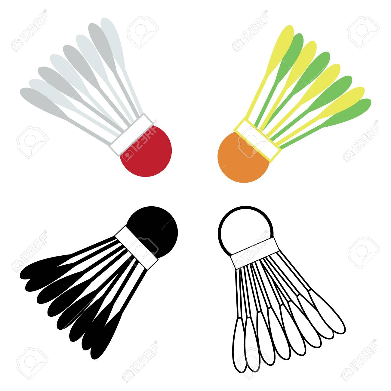 無地の背景にスポーツのバドミントン シャトル のイラスト素材 ベクタ Image