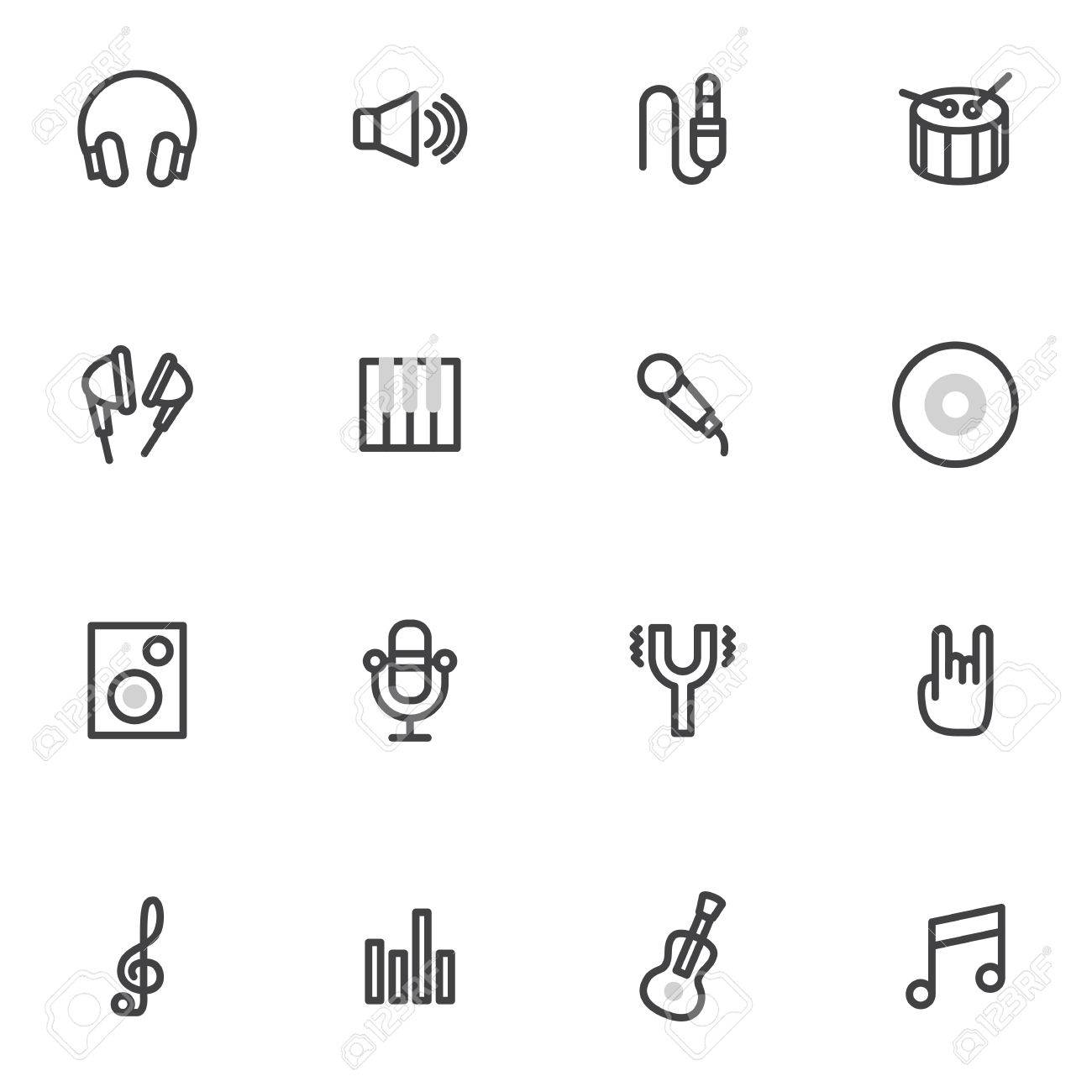 ベクトル アイコン楽器 マイク レコードとディスク ロック ポップ音楽の光の背景のセット のイラスト素材 ベクタ Image