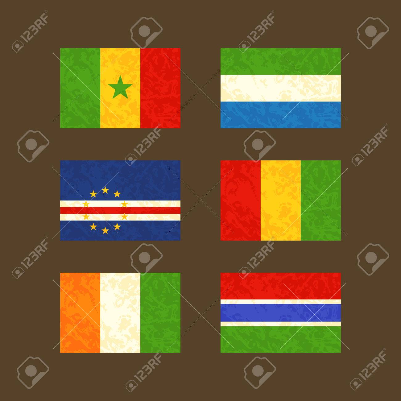 Flags Senegal Cape Verde Ivory Coast Sierra Leone Guinea Cabo verde flags