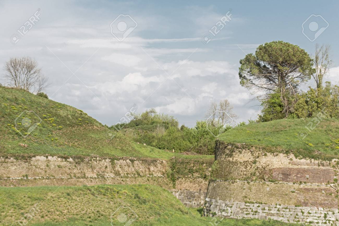 huge wall and fortifications