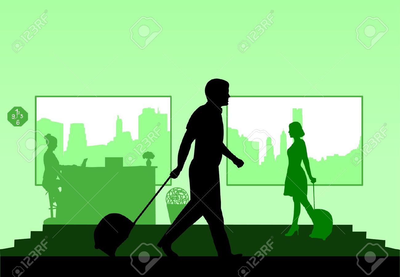 ビジネスにビジネスの人々 旅行ホテル 親切で 層状ホテル シルエット のイラスト素材 ベクタ Image