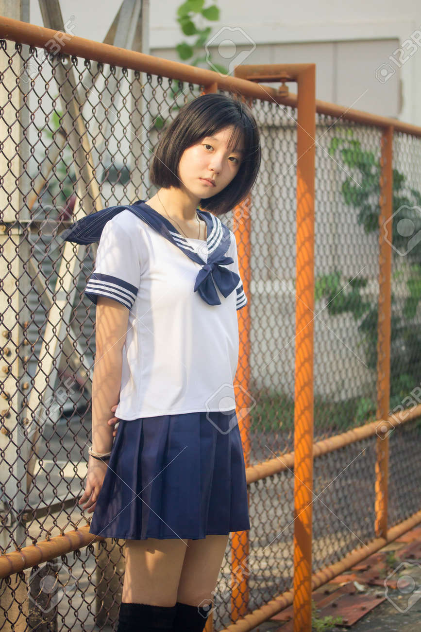 Japanese Teen Beautiful Girl In Student Smile And Relax Stock Photo,  Picture and Royalty Free Image. Image 190985108.