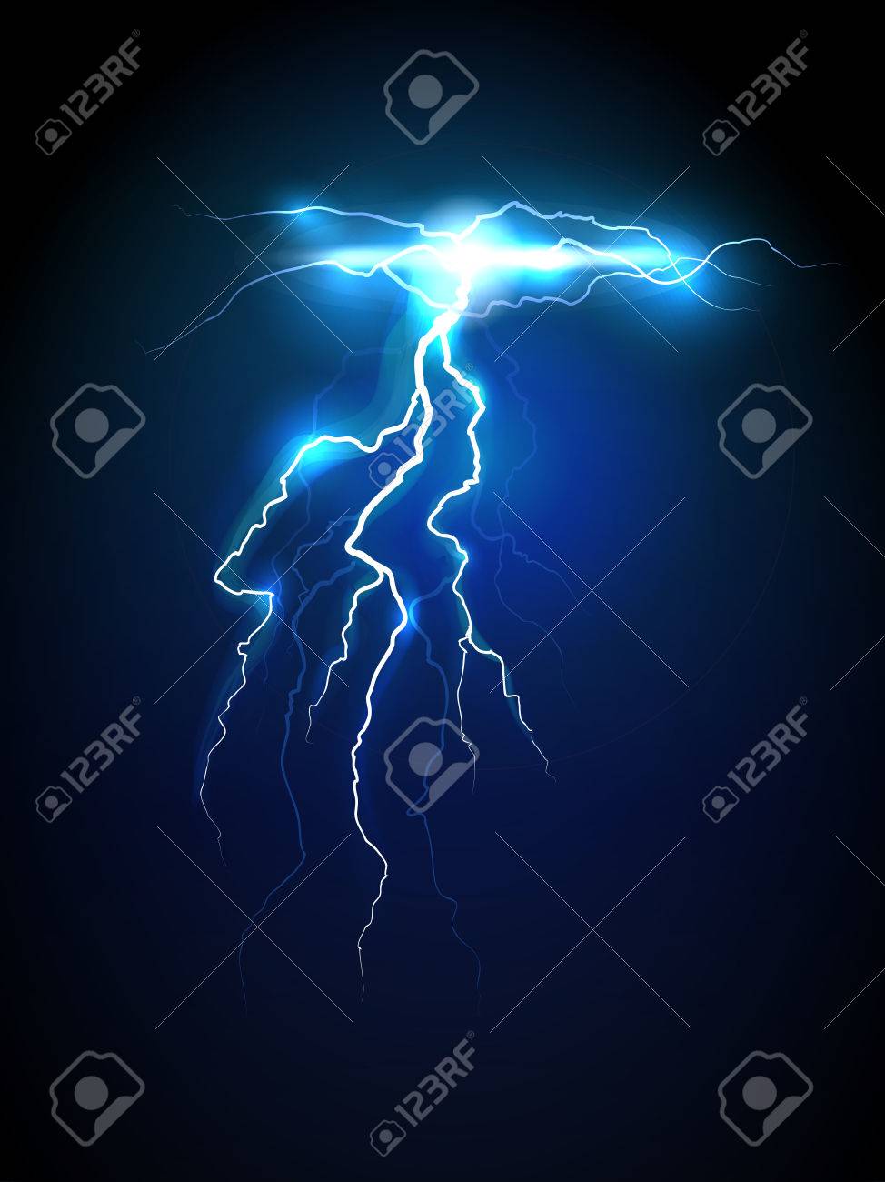 Realistic Blue Lightning On Dark Background Stock Photo Picture And Royalty Free Image Image
