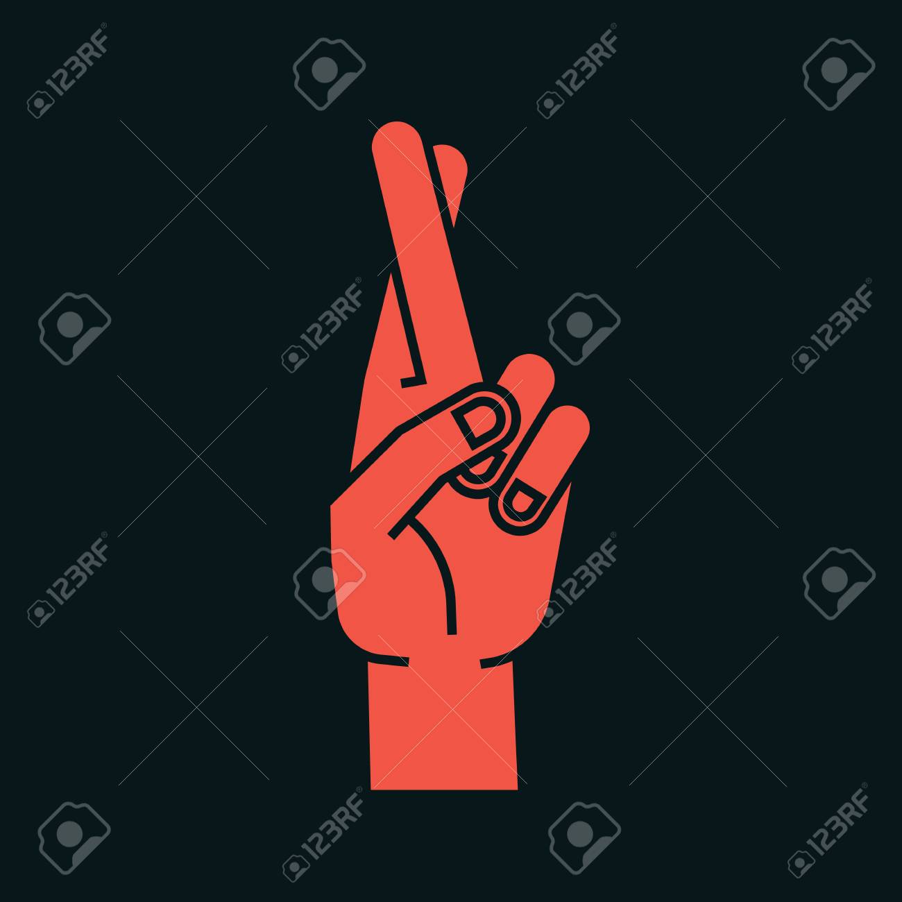 ジェスチャー。ラッキーサイン。2本の指を交差させた様式化され