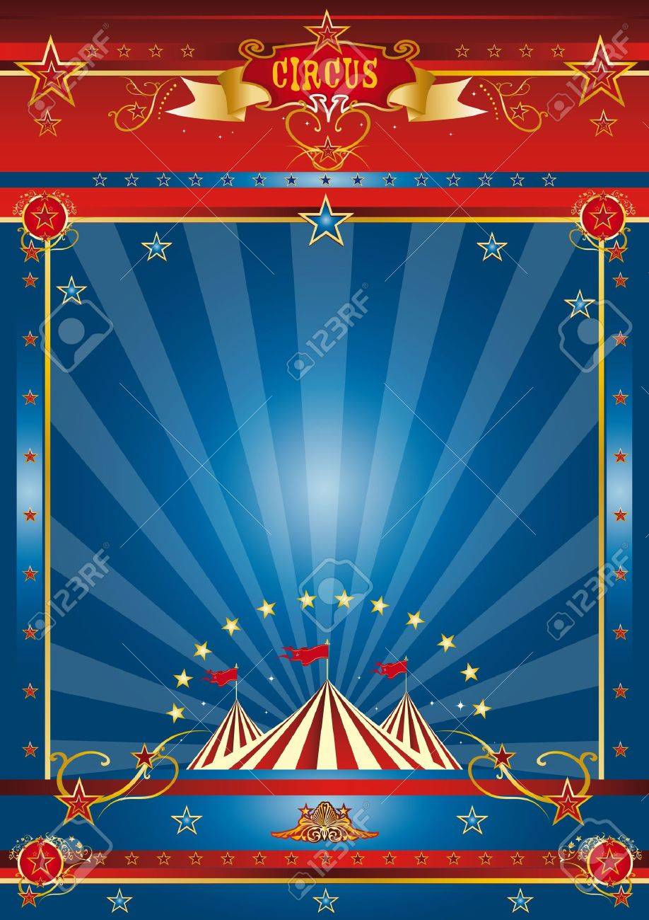 あなたの広告のための青いサーカス ポスター の写真素材 画像素材 Image