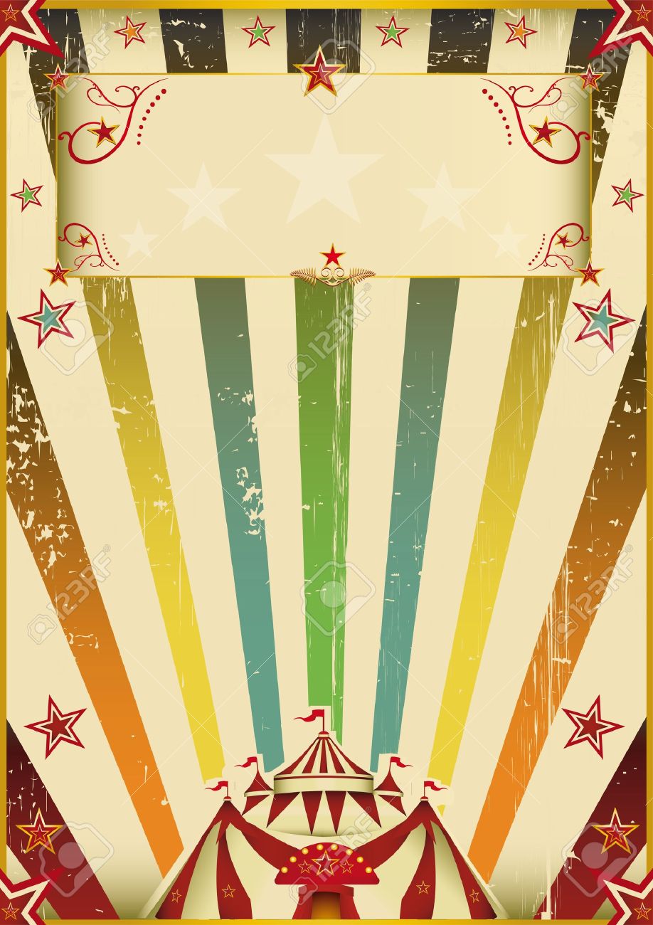 A Vintage Background With Multicolor Sunbeams On Circus Theme