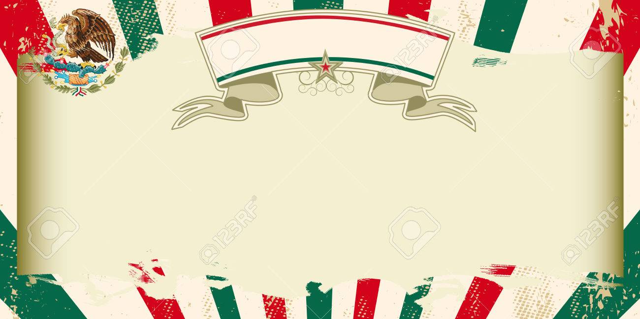 木漏れ日と広告の大規模な無料のフレームのビンテージ メキシコ グリーティング カード のイラスト素材 ベクタ Image