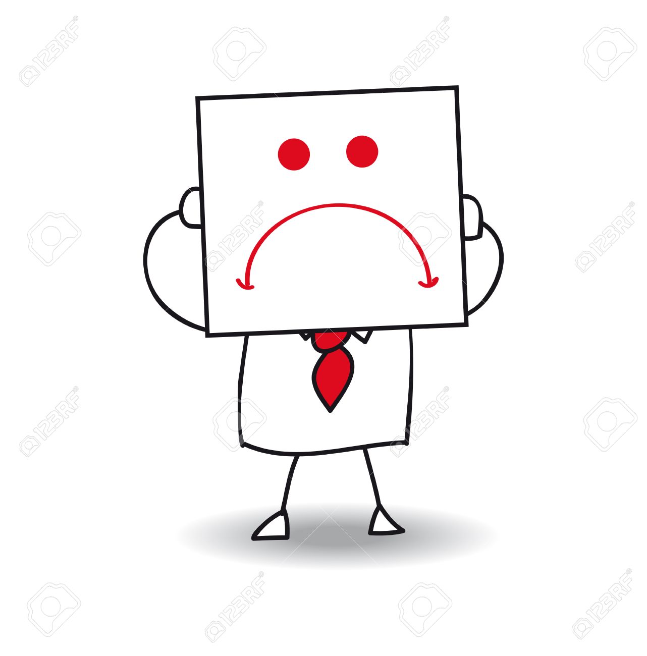 Joe Tiene Un Foglio Di Carta Su Tutto Ciò Che è Disegnato Una Faccia Triste Egli è Nel Broncio Egli è Anonimo Dietro Questo Foglio Di Carta