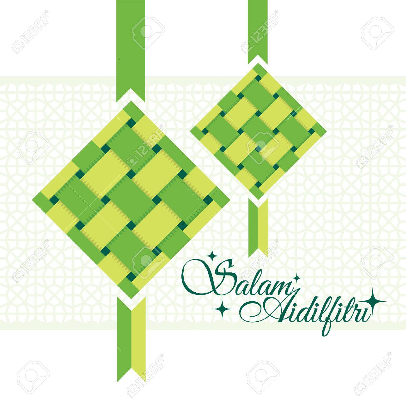 Salam Aidilfitri Greeting Card Vector Ketupat Rice Dumpling And Islamic Pattern As Background Caption Fasting Day Of Celebration Royalty Free Cliparts Vectors And Stock Illustration Image 80018517