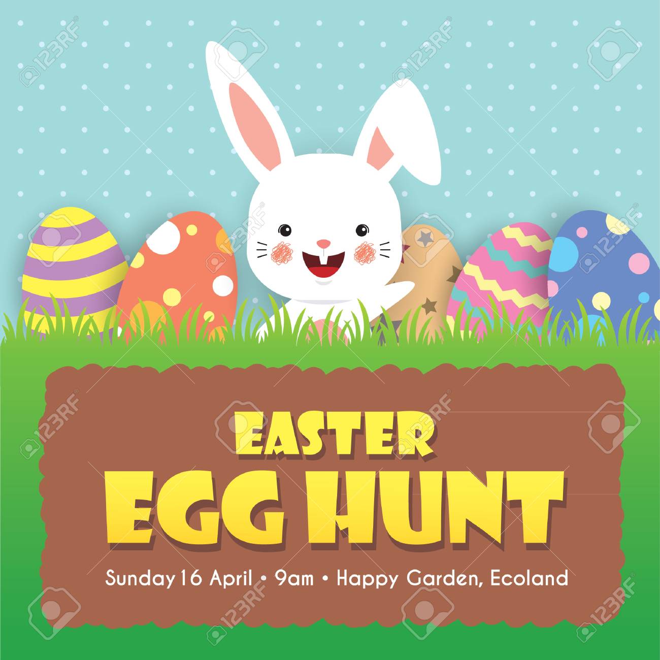 easter egg hunt invitation template design cute cartoon rabbit easter egg hunt invitations