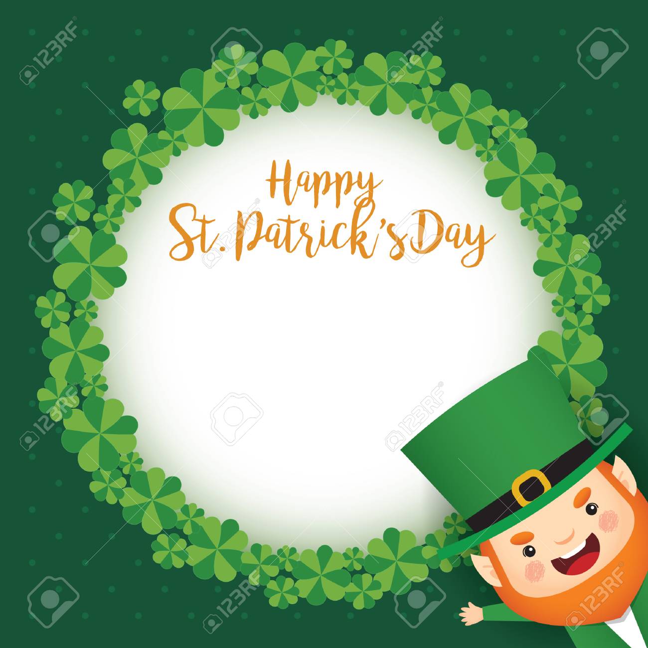 happy st patrick s day greeting card template cute leprechaun