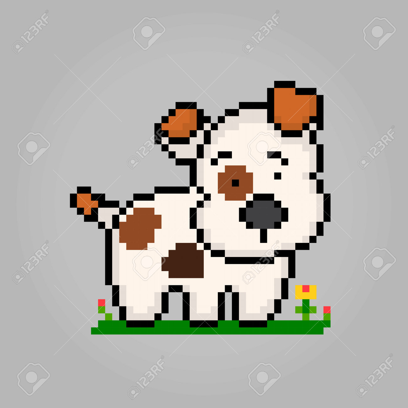 ビーグル犬の8ビットピクセル。アセットゲームの動物のピクセル