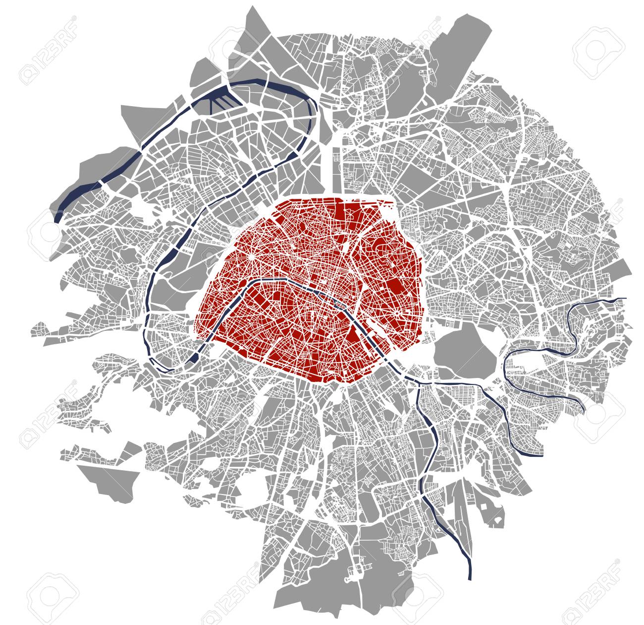 フランス パリの街のイラスト マップ の写真素材 画像素材 Image