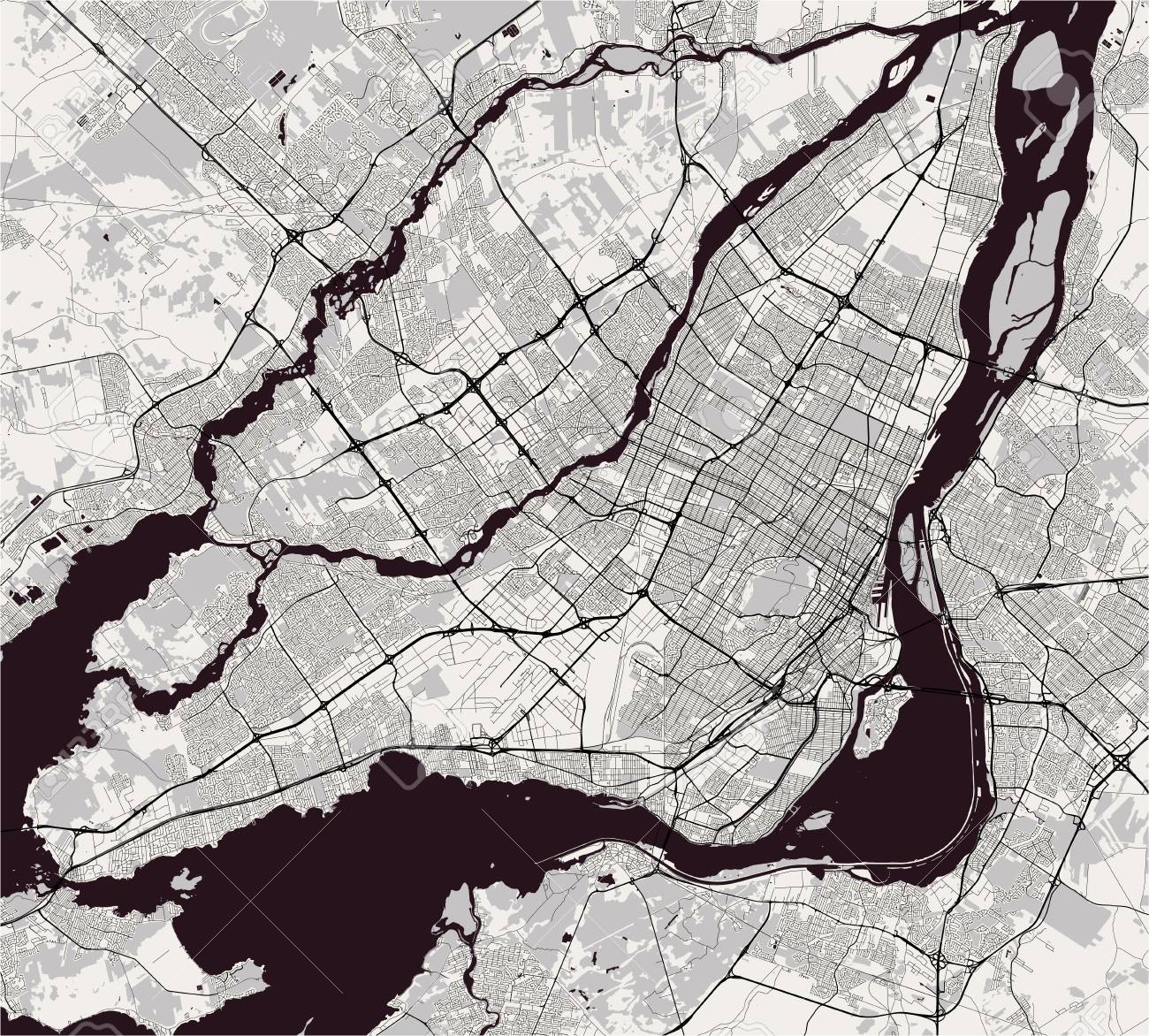 Vector Map Of The City Of Montreal Canada Royalty Free Cliparts Vectors And Stock Illustration Image