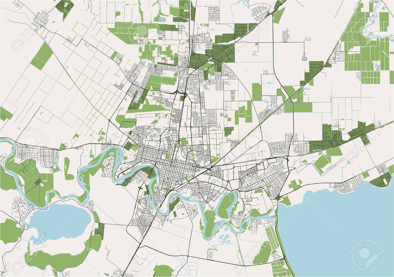 Краснодар карта города с улицами и домами панорама