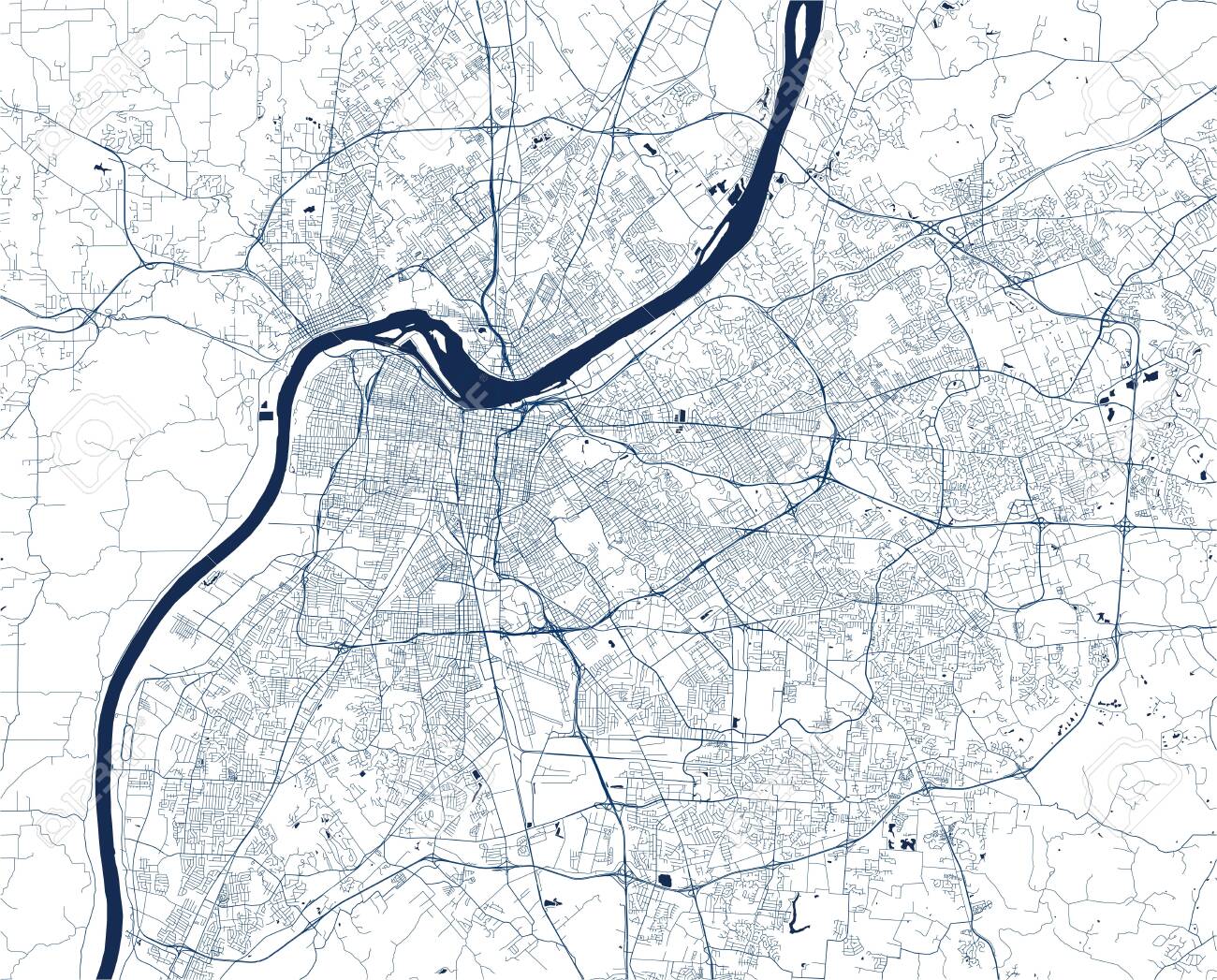City Of Louisville Map Map Of The City Of Louisville, Kentucky, USA Royalty Free Cliparts 