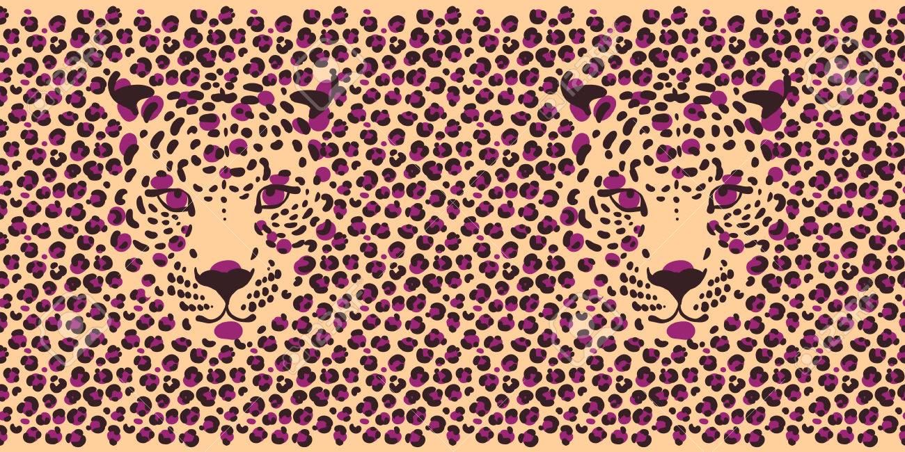 ヒョウ柄とヒョウ 銃口のシルエットでシームレスな壁紙 のイラスト素材 ベクタ Image