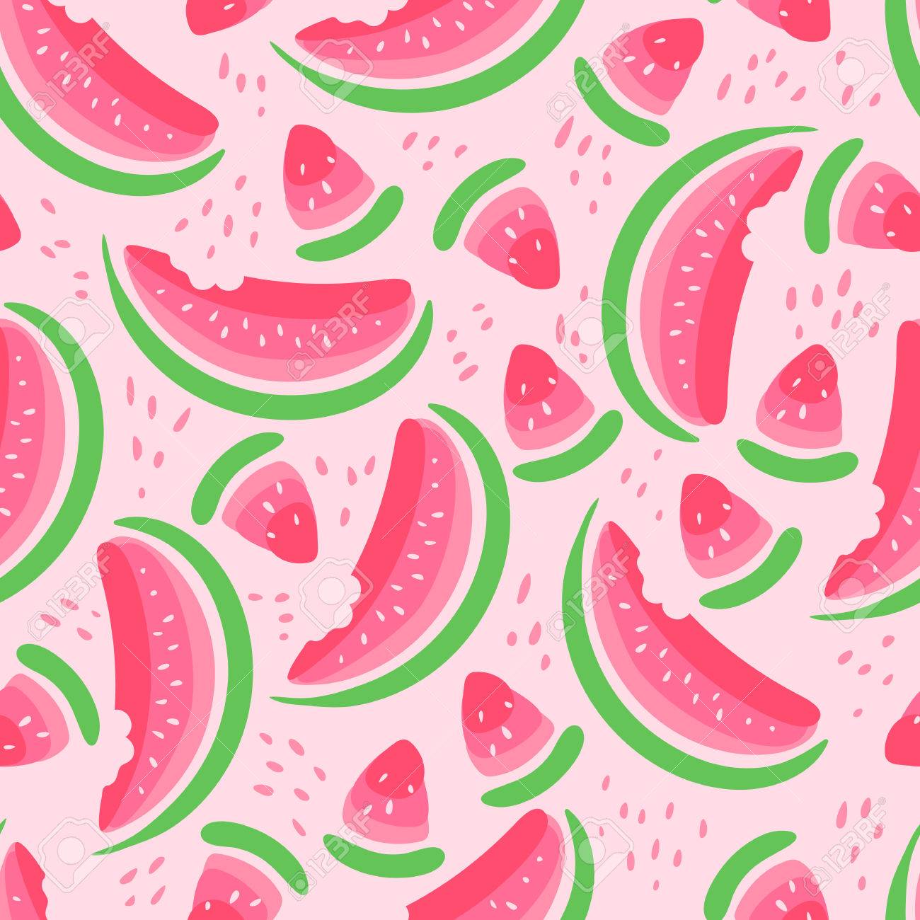 スイカのスライスとのシームレスな壁紙パターンのイラスト素材 ベクタ Image
