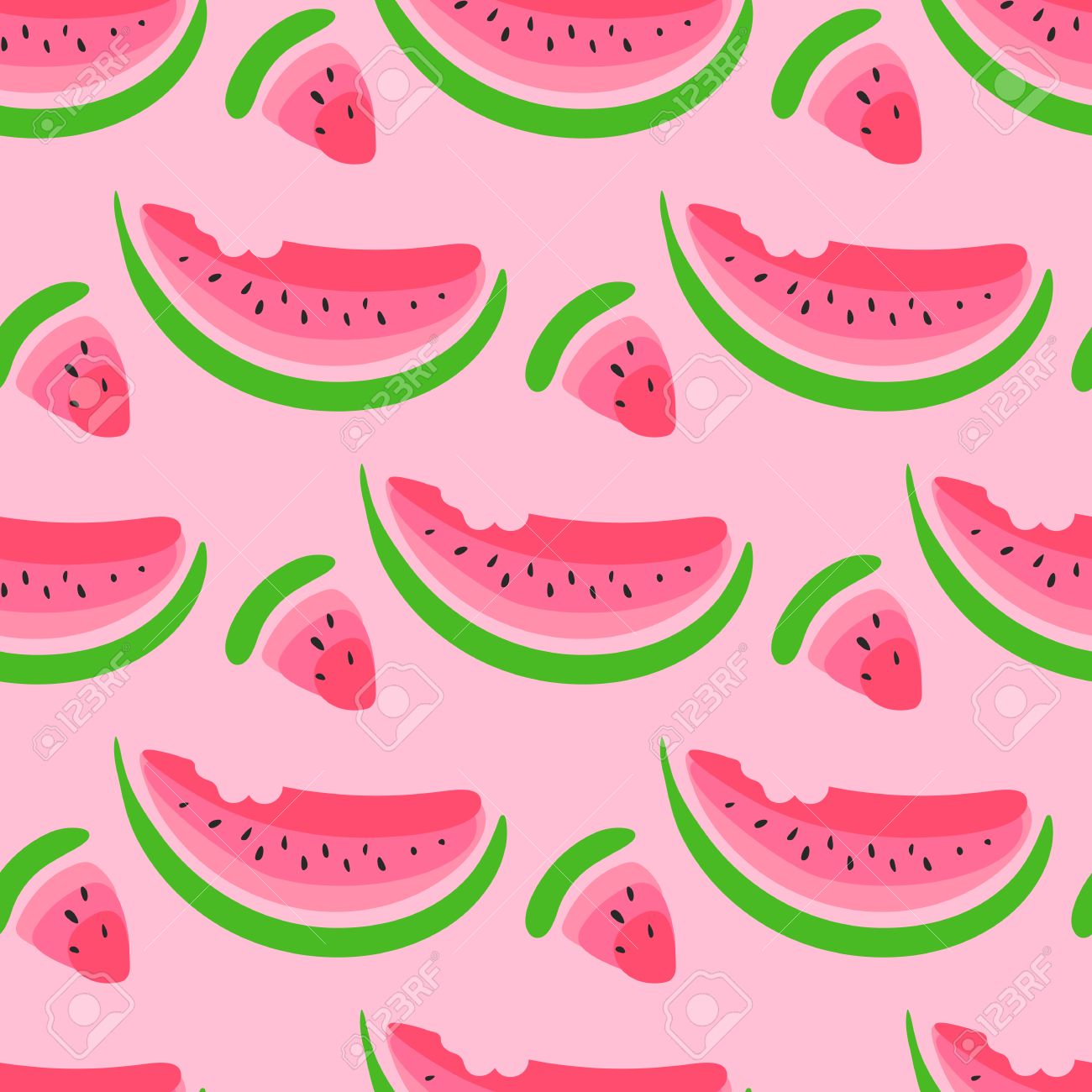 スイカのスライスとのシームレスな壁紙パターンのイラスト素材 ベクタ Image