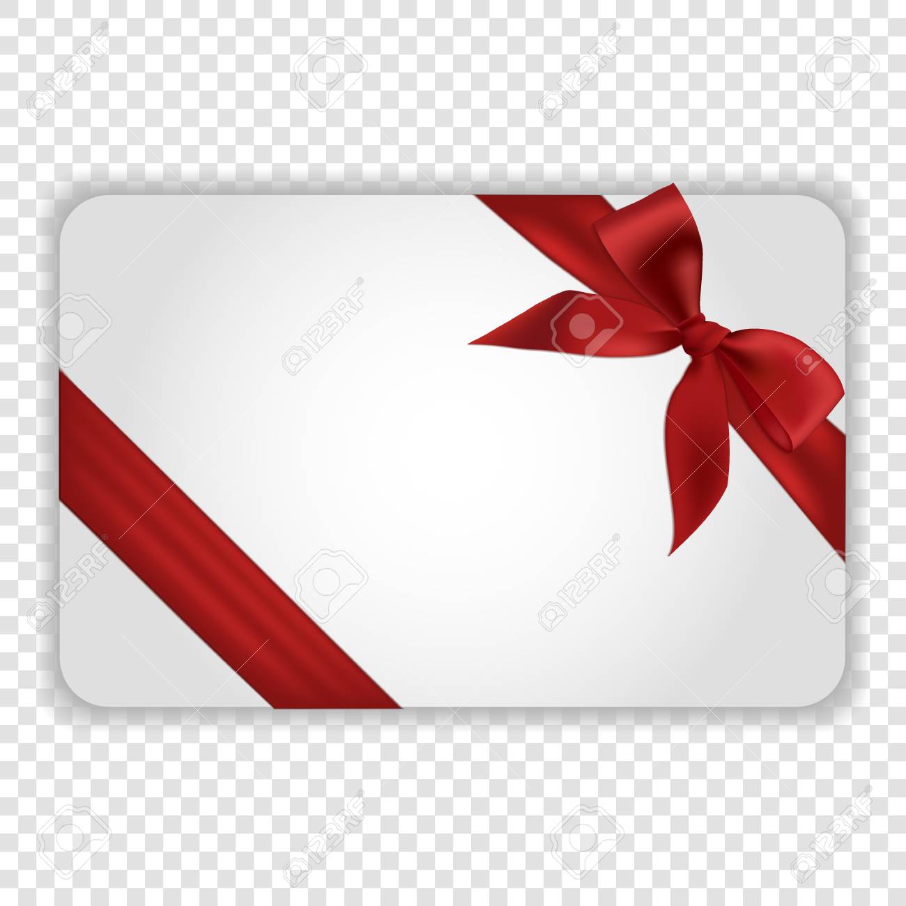 White Blank Gift Card Template With Red Ribbon And A Bow. Vector In Present Card Template