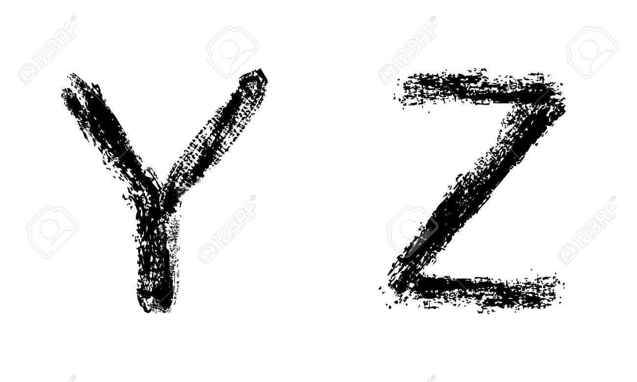 Art Esquisse Stylise Alphabet Grunge Lettres Tirees Par La Main Signes Elements Y Z Graphiques Clip Art Libres De Droits Vecteurs Et Illustration Image