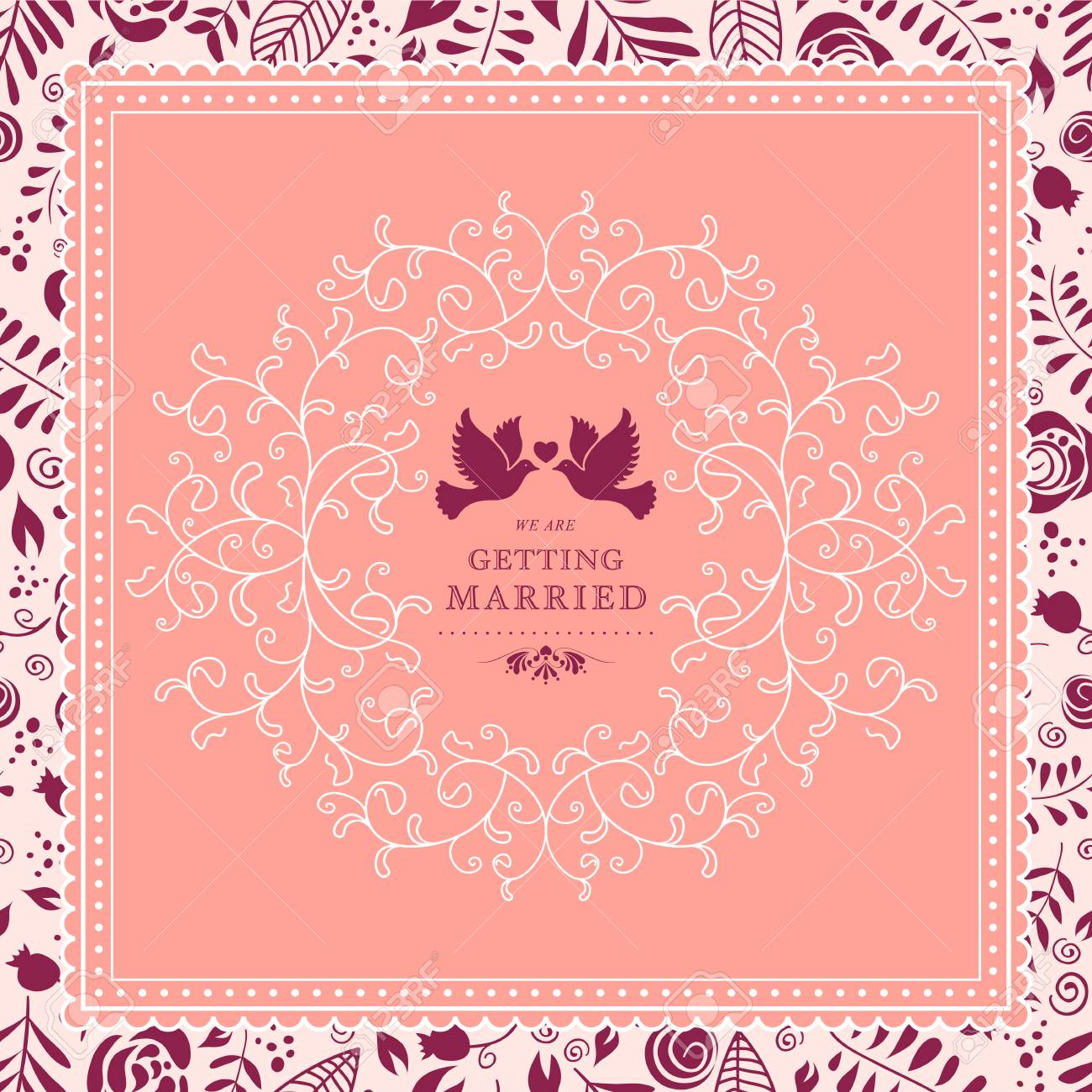 wedding card or invitation with floral ornament background royalty