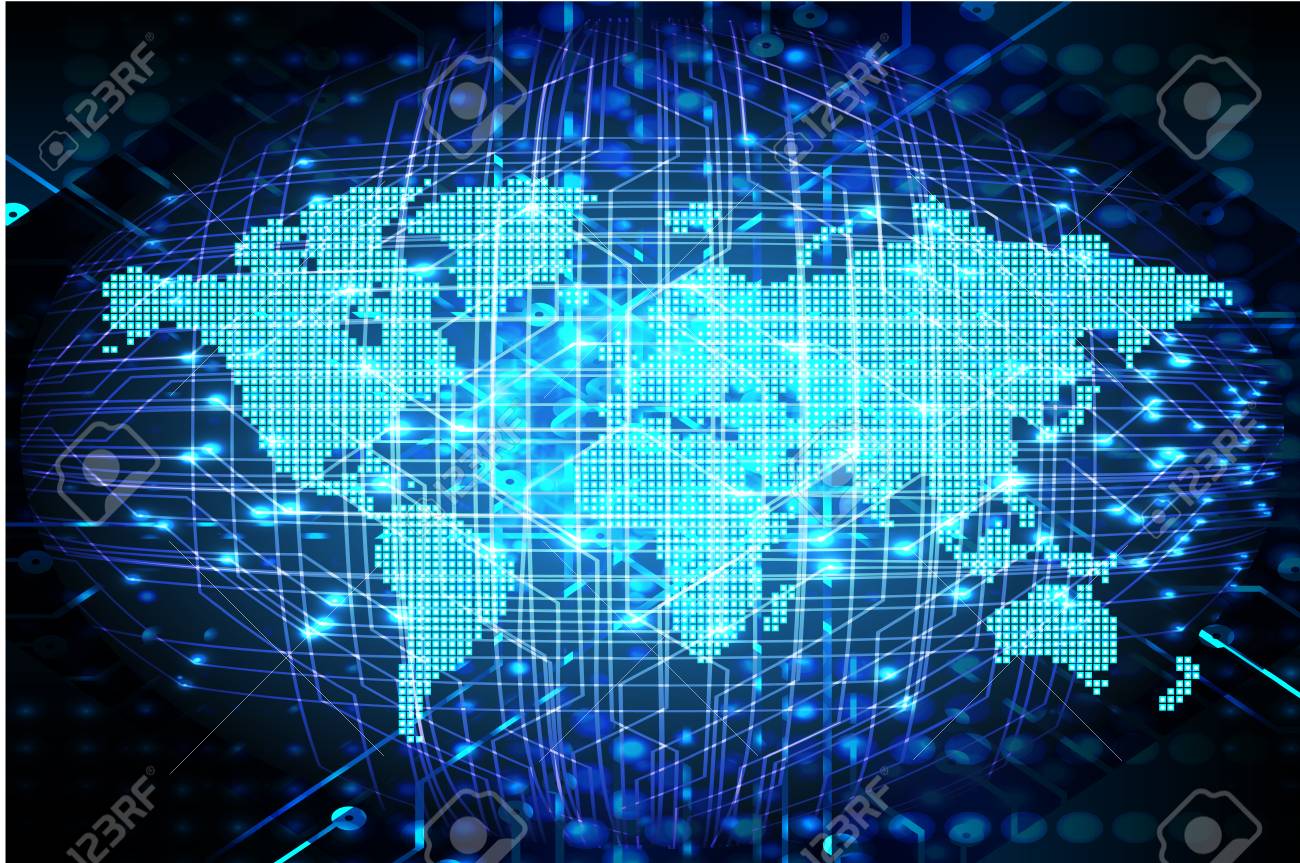Binary Circuit Board Future Technology, Blue World Cyber Security.. Royalty Free Cliparts, Vectors, And Stock Illustration. Image 100874058.