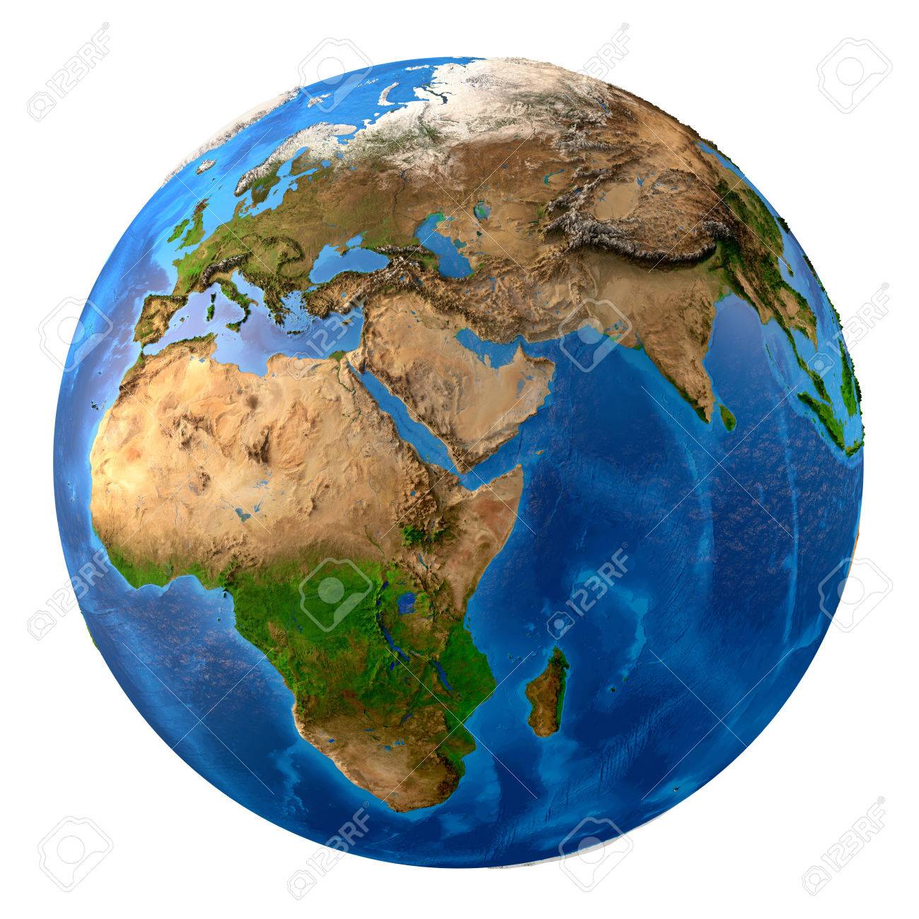 Vue Satellite En Direct Planet Earth. High Detailed Satellite View Of The Earth And Its Landforms, Isolated On White Background. Stock Photo, Picture And Royalty Free Image. Image 80171824.
