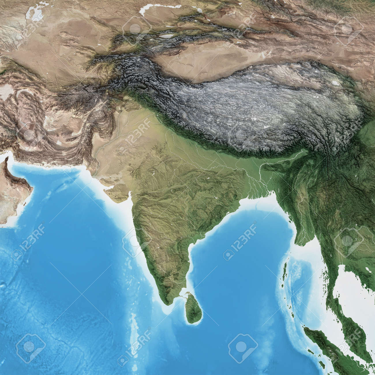 Physical map of South Asia, with high resolution details. Flattened satellite view of Planet Earth, its geography and topography. 3D illustration - 167169826 Physical map of South Asia, with high resolution details. Flattened satellite view of Planet Earth, its geography and topography. 3D illustration - 167169826