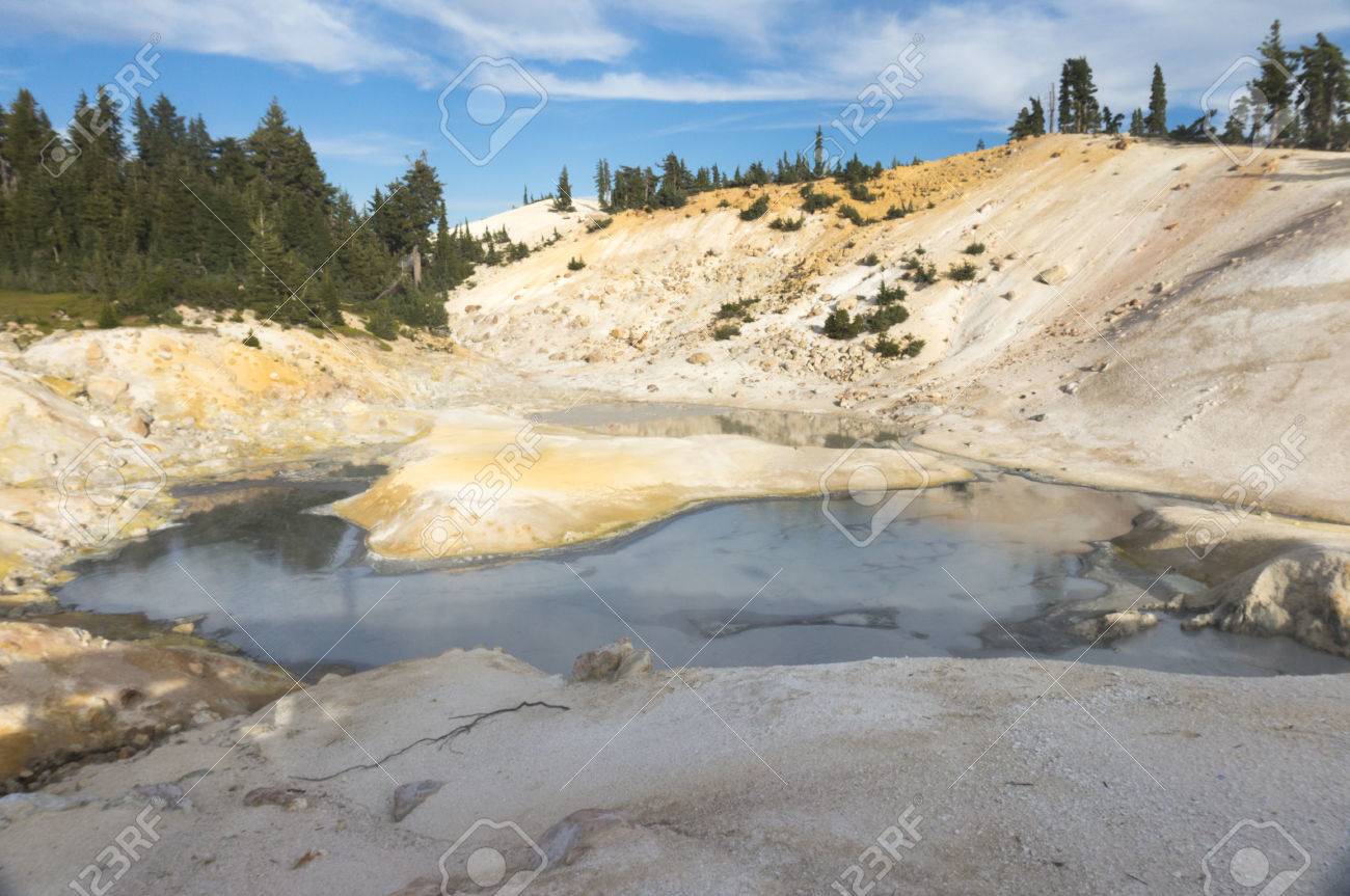 sulfur works in bumpass hell lassen volcanic national park stock lassen works