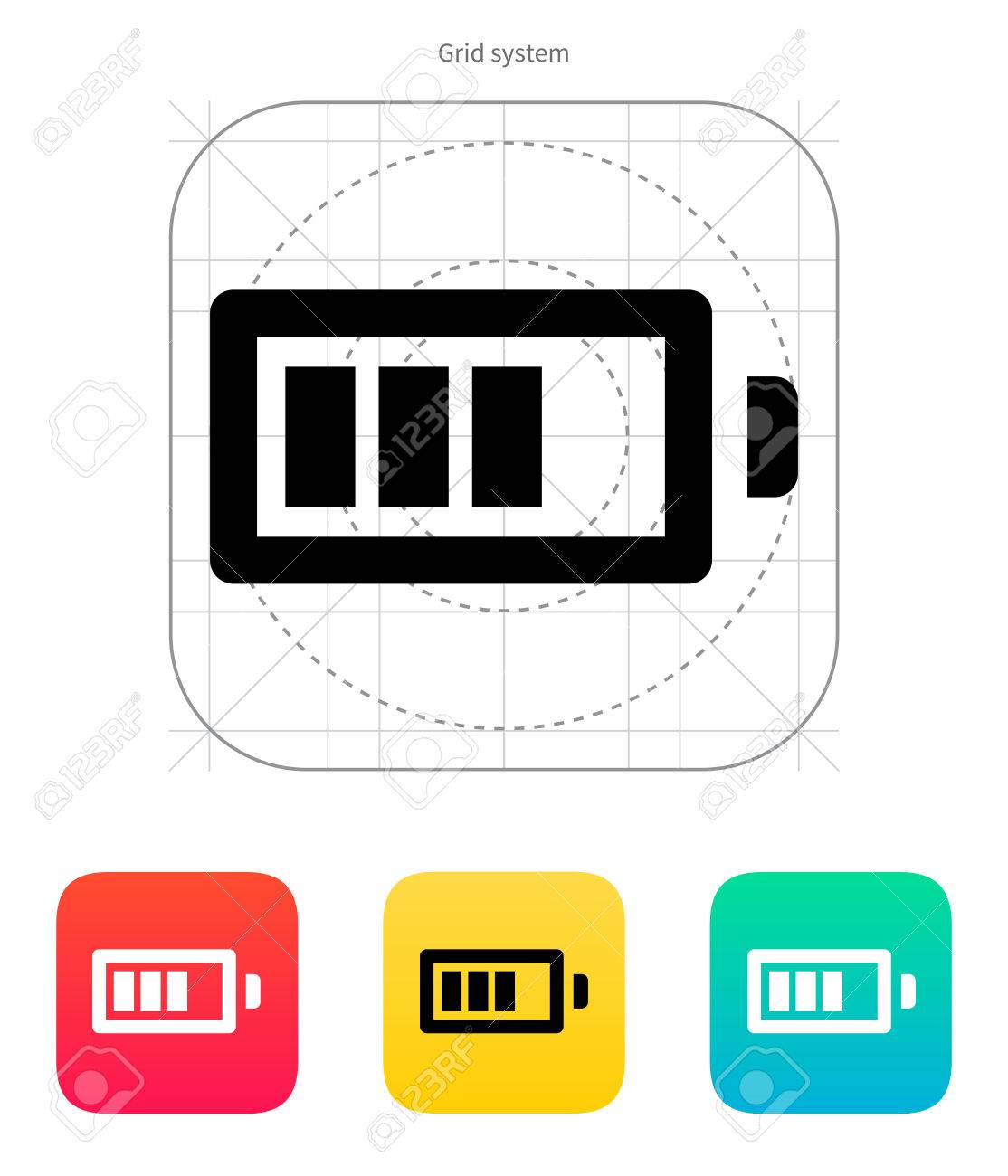 白い背景の上のバッテリ充電アイコン ベクトル イラスト のイラスト素材 ベクタ Image