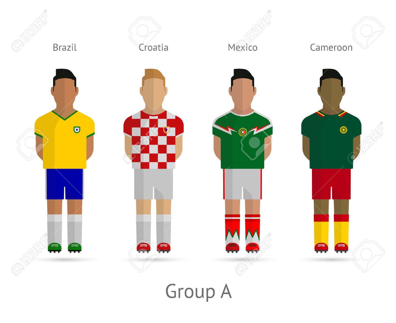 Quipes De Football Football Coupe Du Monde 2014 Groupe A Bresil Croatie Mexique Cameroun Vector Illustration Clip Art Libres De Droits Vecteurs Et Illustration Image 27163328