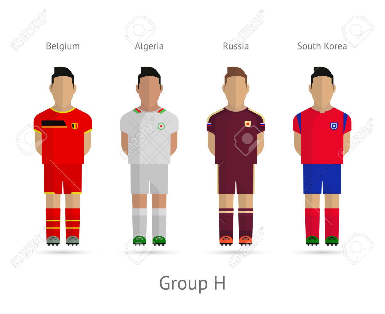 サッカー サッカー チーム プレーヤー 14 ワールドカップ グループ H ベルギー アルジェリア ロシア 南朝鮮 ベクトル イラスト のイラスト素材 ベクタ Image