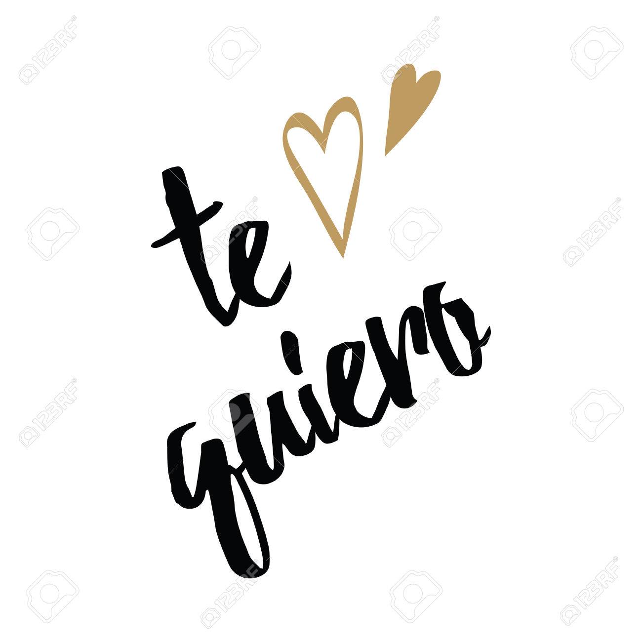 Main Vecteur Dessine Element D Amour Inspire En Espagnol Te Quiero Typographie Retro Style De Lettrage De Calligraphie Script Banque D Images Et Photos Libres De Droits Image