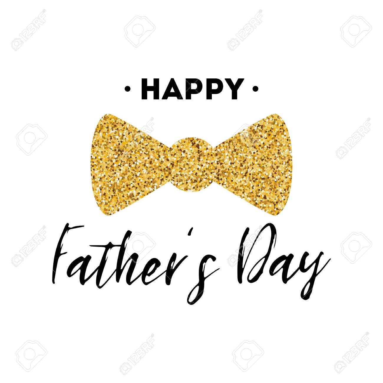 Fathers Day Card Design With Lettering, Golden Bow Tie Butterfly Within Tie Banner Template Fathers Day Card Design With Lettering, Golden Bow Tie Butterfly Within Tie Banner Template